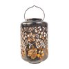 Snow Joe Bliss Outdoors Solar LED Lantern w Tropical Flower Design  Hand Painted Finish BSL-305-BZ